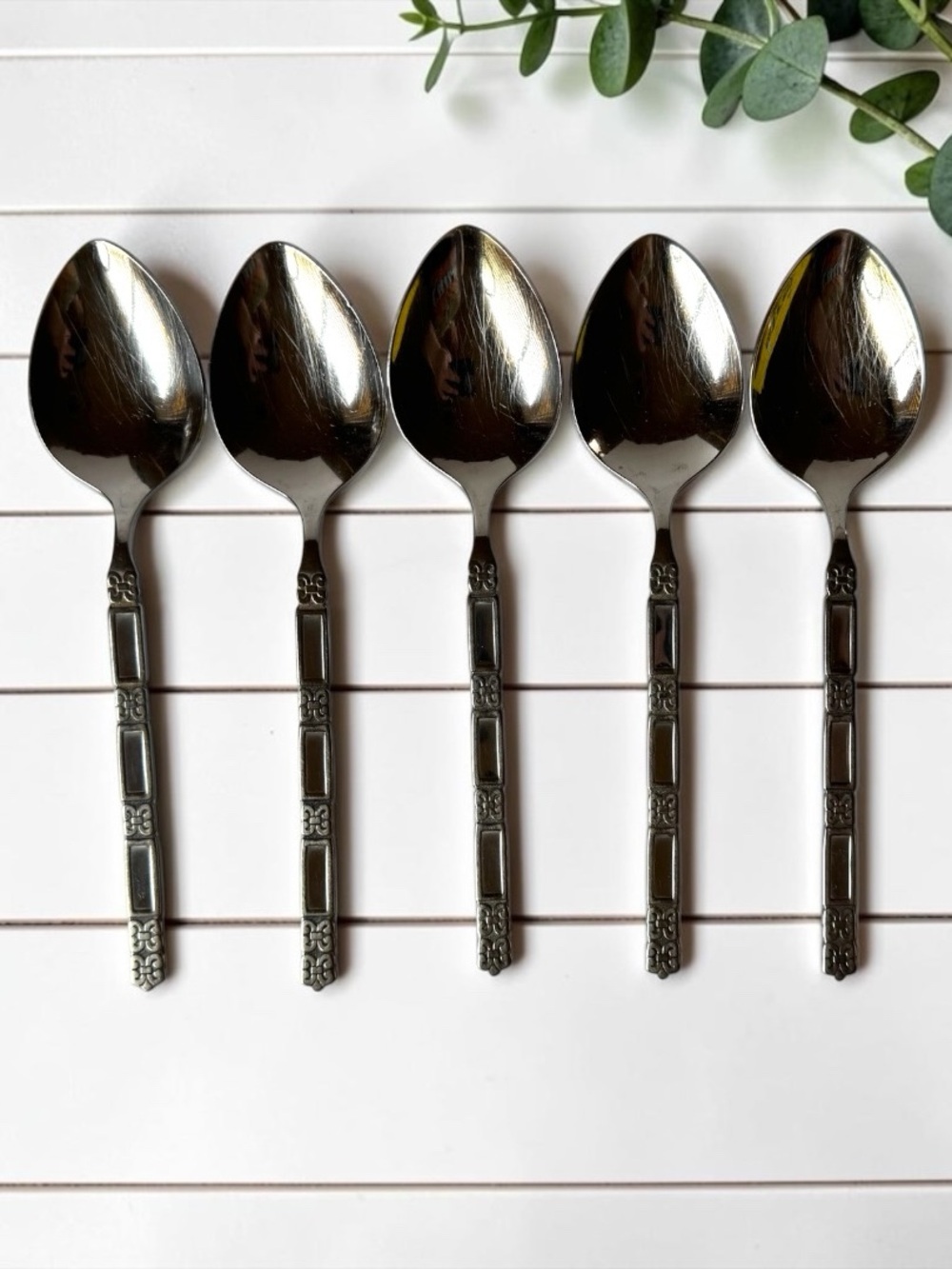 Oneida Community Madrid Stainless Steel Teaspoons Set of 5 Vintage Flatware